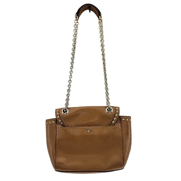 Diane Von Furstenberg Highline Chain Bag Caramel Brown Leather Gold Tone - Picture 4 of 13